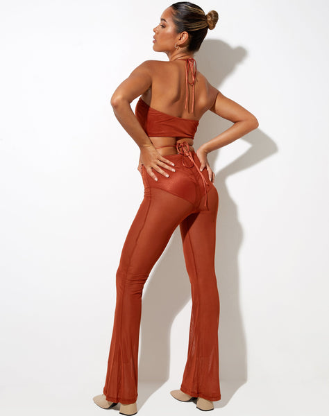 Image of Taka Crop Top in Mesh Toffee