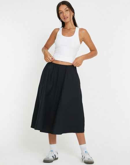 Rima Midi Skirt in Grunge Daisy Black