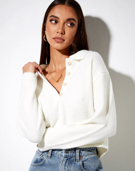 Ryals Long Sleeve Top in Rib White