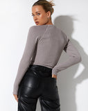 image of Tamar Long Sleeve Top in Jacquard Rib Tan