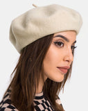 Wool Beret Hat in Taupe