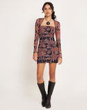 Image of Tara Long Sleeve Mini Dress in Botanical Bleed Black