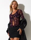 image of Tarki Cropped Cardi in Plum Daisy Embro