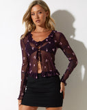 image of Tarki Cropped Cardi in Plum Daisy Embro