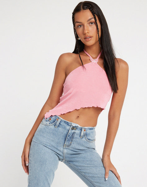 image of Tarkip Crop Top in Crepe Pink