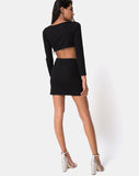 Tashi Bodycon Dress in Black with Diamante Ring Black