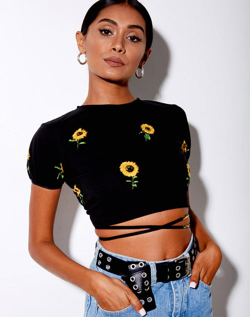 Tasya Top in Ditsy Sunflower