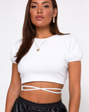 Tasya Crop Top in Rib White