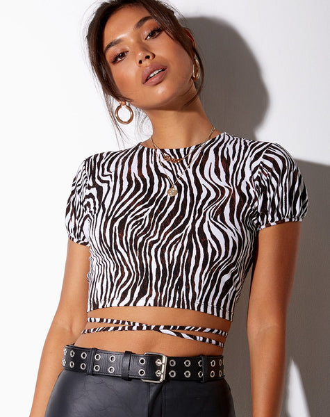 Tasya Crop Top in Zebra Vertical