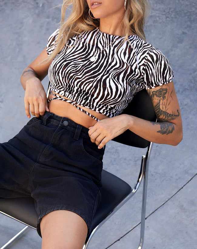 Tasya Crop Top in Zebra Vertical