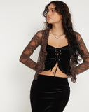 Image of Taula Cropped Corset Top in Black Velvet