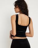 Image of Taula Cropped Corset Top in Black Velvet