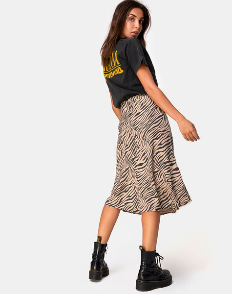 Tauri Midi Skirt in 90's Zebra Taupe