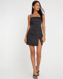 image of Tavina Mini Dress in Satin Black