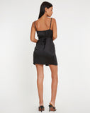 image of Tavina Mini Dress in Satin Black