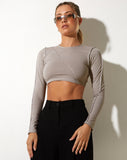 image of Teaghan Crop Top in Lycra Oat Milk