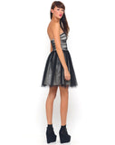 Motel Teardrop Prom Dress in Black and Nude Mesh