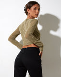 IMAGE OF Techin Crop Top in Mixed Animal Flock Olive