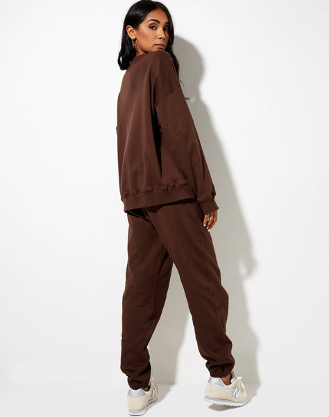 Image of Ted Sweatshirt in Deep Mahogany LAmour Cherub Label Embro