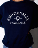 Ted Sweatshirt in Navy 'Emotionally Unavailable'