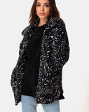 Teddy Bear Fur Coat in Black Leopard