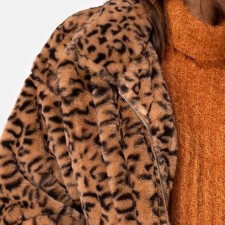 Teddy Bear Fur Coat in Brown Leopard