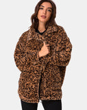 Teddy Bear Fur Coat in Brown Leopard