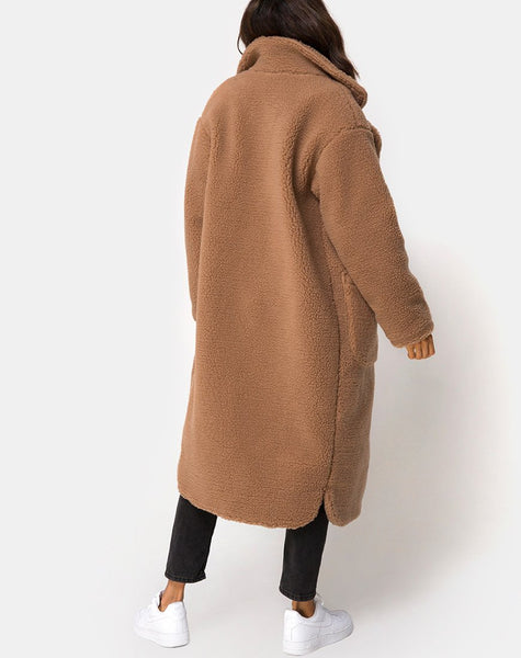 Teddy Duster Coat in Faun