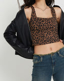 Image of Teisa Crop Top in Brown Leopard Daze