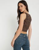 Image of Teisa Crop Top in Brown Leopard Daze