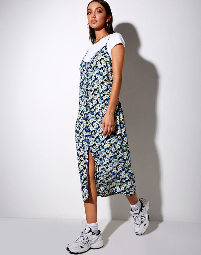 Theda Midi Dress in Aster Blue