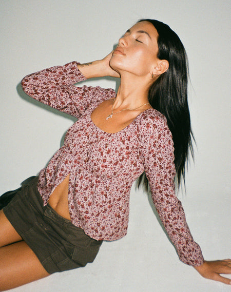 Livi Mesh Top in Pink and Navy Botanist Flocking