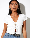 Tiery Crop Top in Rib Ivory