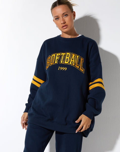 image of Tim Sweatshirt in Navy Citrus Stripe Football 1999