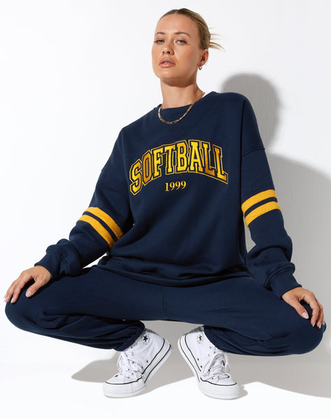 image of Tim Sweatshirt in Navy Citrus Stripe Football 1999