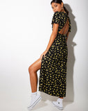 Tinata Maxi Dress in Buttercup Black and Yellow