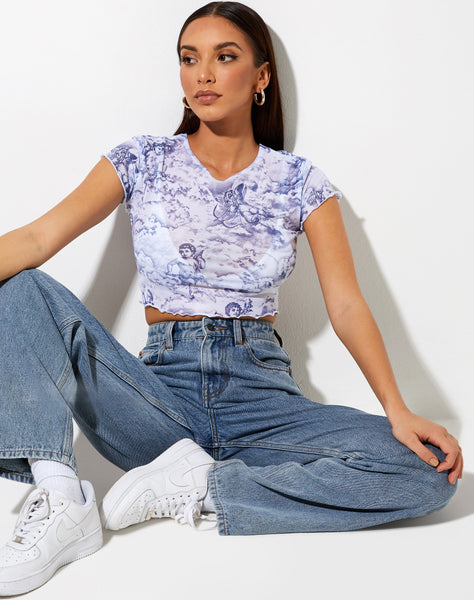 Image of Tince Crop Top in 20s Cherub White Blue