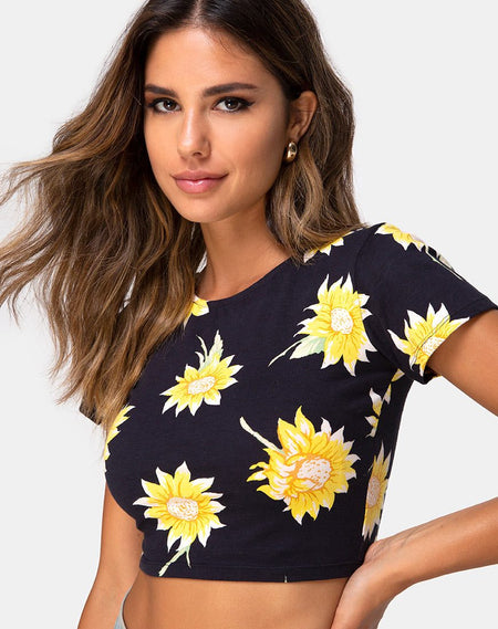 Super Crop Tee in Sunkissed Floral Yellow