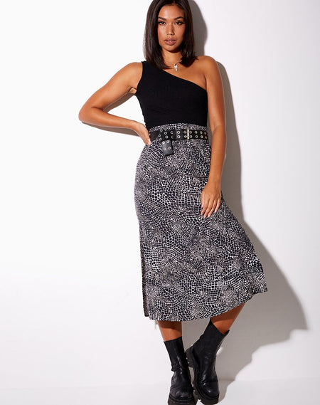 Saika Midi Skirt in Mini Croc Brown