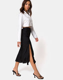 Tindra Midi Skirt in Satin Ditsy Rose Black