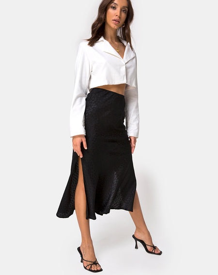 Tindra Midi Skirt in Abstract Croc Black