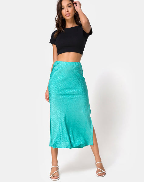 Tindra Skirt in Satin Ditsy Rose Blue