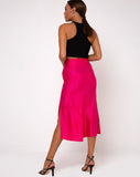 Tindra Midi Skirt in Satin Zebra Fuchsia