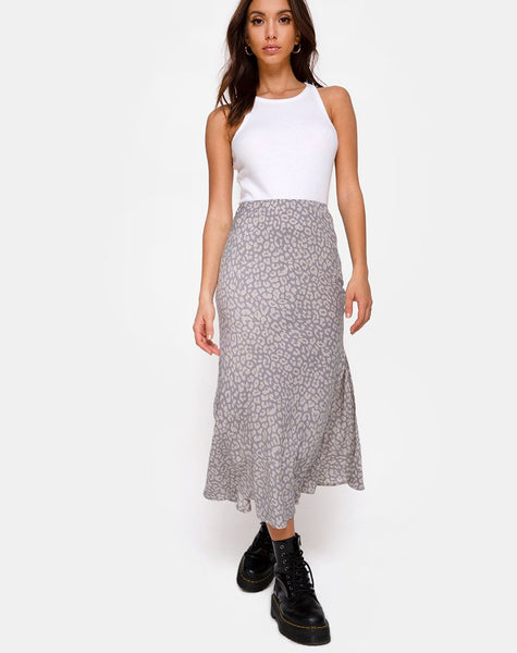 Tindra Midi Skirt in Leopard Daze Grey