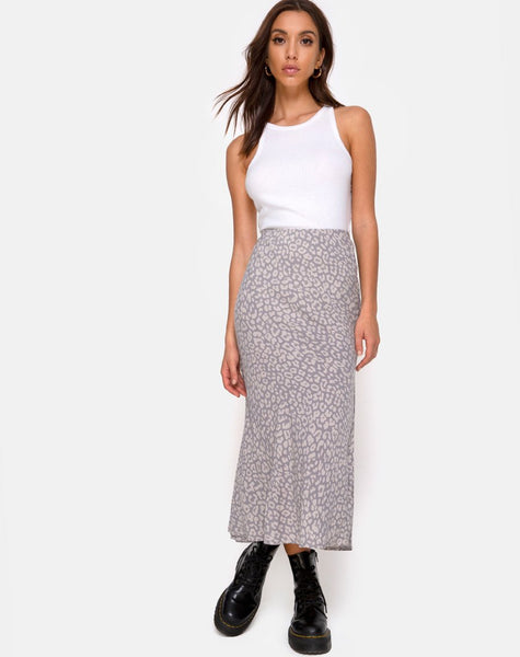 Tindra Midi Skirt in Leopard Daze Grey