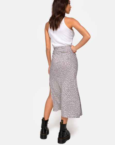 Tindra Midi Skirt in Leopard Daze Grey