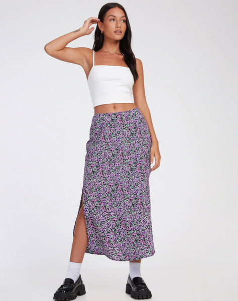 image of Tindra Midi Skirt in Lilac Blossom