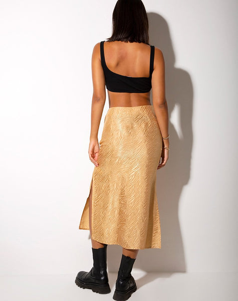 Tindra Midi Skirt in Satin Zebra Caramel