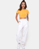 Tindy Crop Top in Tangerine with Clear Sequin