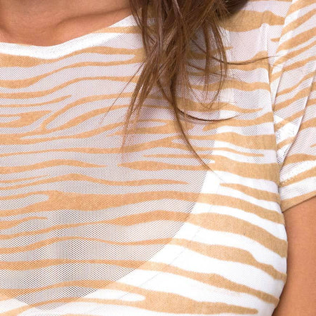 Tindy Top in Net Tan Cream Zebra